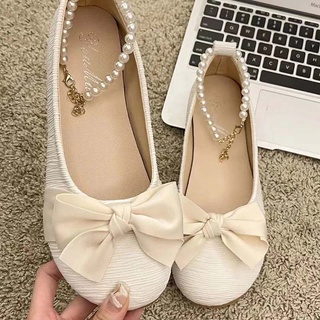 Giày búp bê mũi nhọn đính nơ thời trang nữ tính