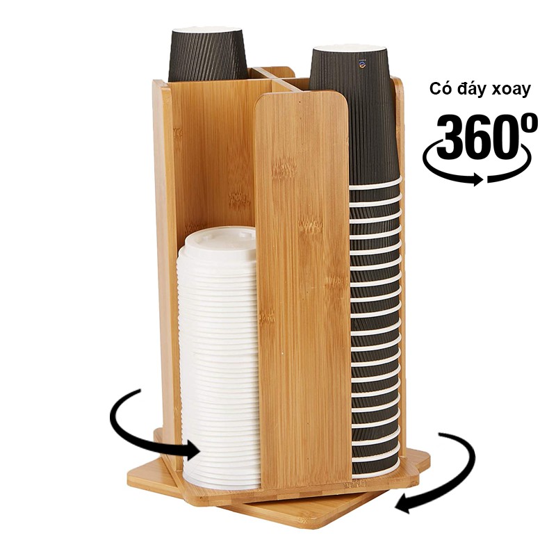 Kệ Đựng Ly Cà Phê Ly Trà Sữa Đáy Xoay Gọn Nhẹ - SNF Bamboo and Craft