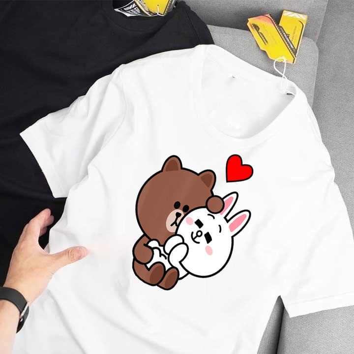 Áo thun cặp nam nữ mang hình thỏ cony và gấu brown chất lừ dễ thương mẫu mới nhẩt vừa ra mắt