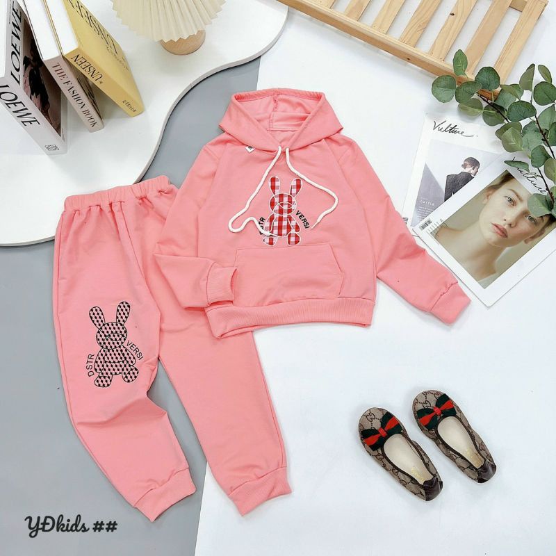 {20-40kg} Bộ nỉ da cá bé gái size đại áo hoodie có mũ M511