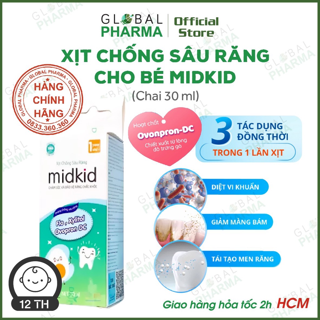 [CÔNG NGHỆ NHẬT] - Xịt Chống Sâu Răng MidKid Cho Bé từ 1 Tuổi - Bảo vệ men răng, chống sâu, ố vàng, mủn răng (Chai 30ml)