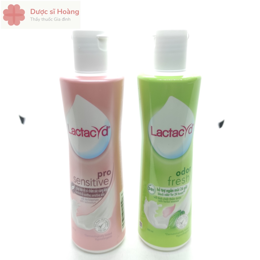 Dung Dịch Vệ Sinh Phụ Nữ Lactacyd Odor Fresh Ngăn Mùi 24H 250ml &amp; Lactacyd Pro Sensitive 250ml