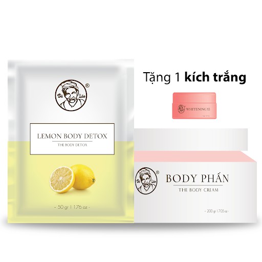 [ Tặng kích trắng ] HOT Combo Body Phấn và Lemon Detox