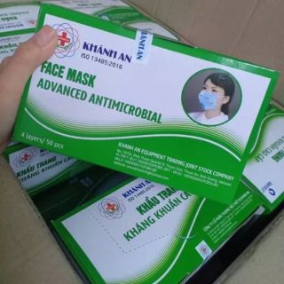 Khẩu trang y tế kháng khuẩn KHÁNH AN (xanh,xám)