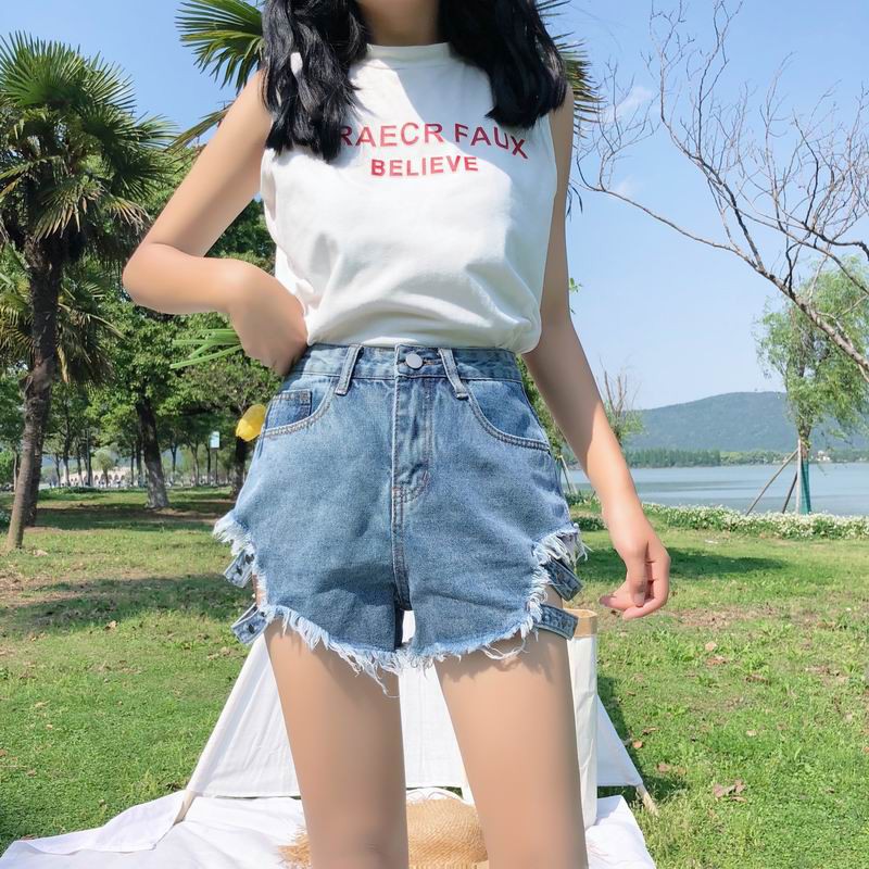 [Hàng có sẵn]Quần shorts jean nữ lưng cao Ulzzang Quảng Châu QNJ5