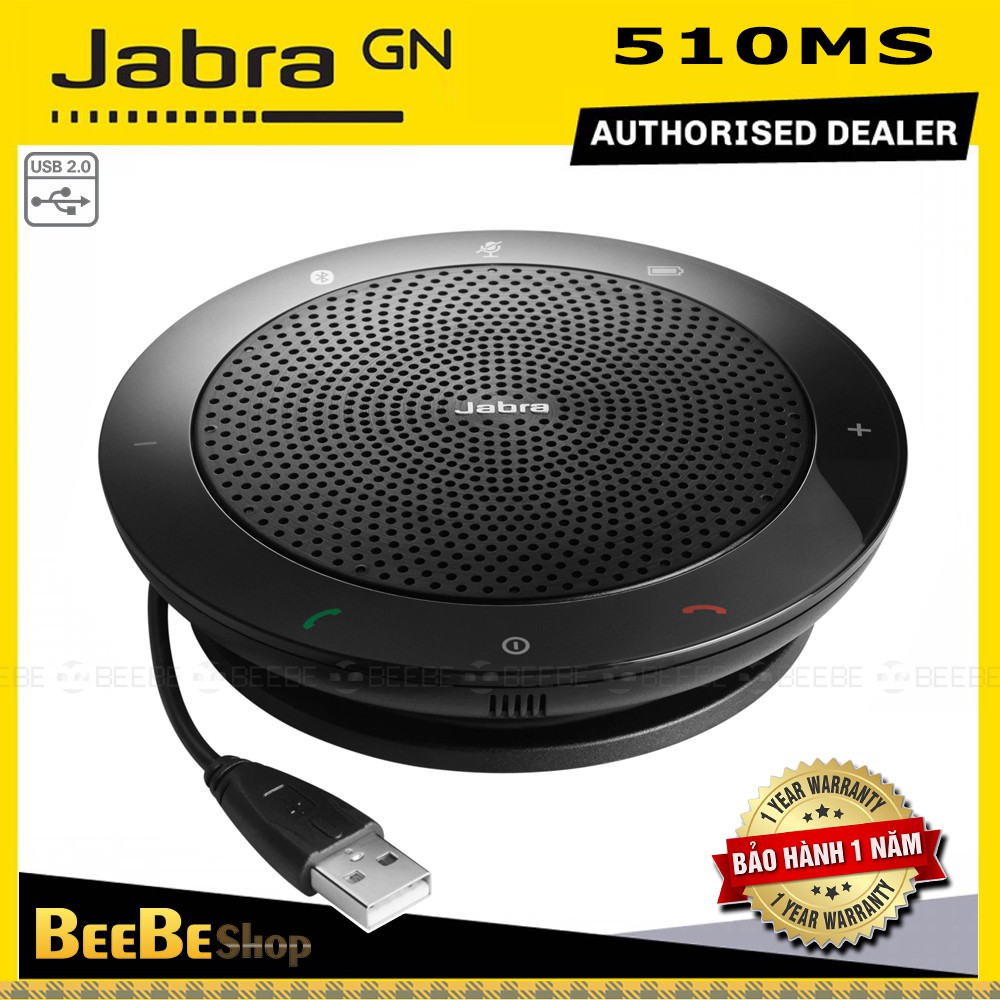 JABRA Speak 510 MS - Micro Họp Trực Tuyến Không Dây, Hỗ Trợ Bluetooth, Speakerphone [BẢO HÀNH 2 NĂM]