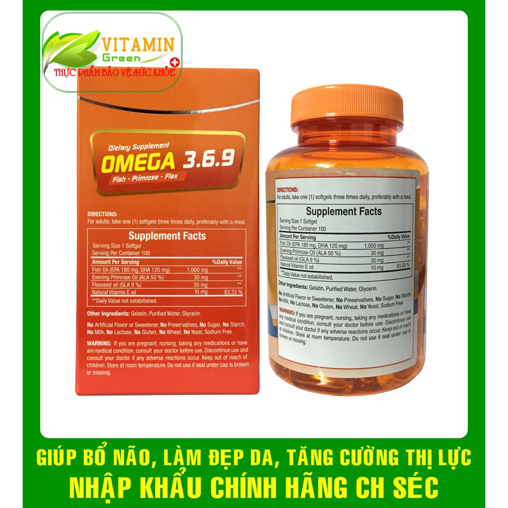 OMEGA 369 & DẦU HOA ANH THẢO, VITAMIN E GIÚP LÀM ĐẸP DA BỔ NÃO, BỔ MẮT | NHẬP KHẨU CHÍNH HÃNG CH CZECH