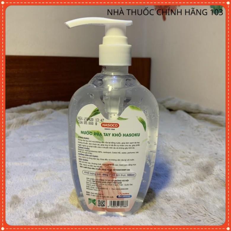 Nước Rửa Tay Khô Dung Dịch Sát Khuẩn Nhanh Hasoco Dạng Gel Có Vòi Nhấn 500ml