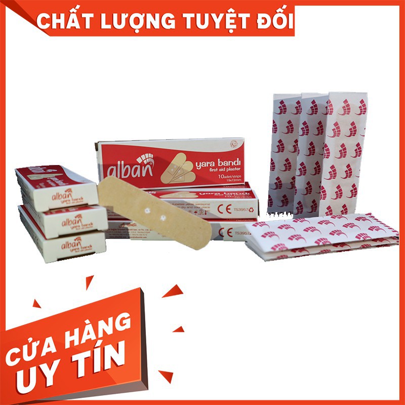 Bộ 10 hộp x 100 Miếng Băng Y tế cá nhân Alban 🔆 Hộp nhỏ tiện lợi 🔆 Băng vết thương, lành nhanh chóng