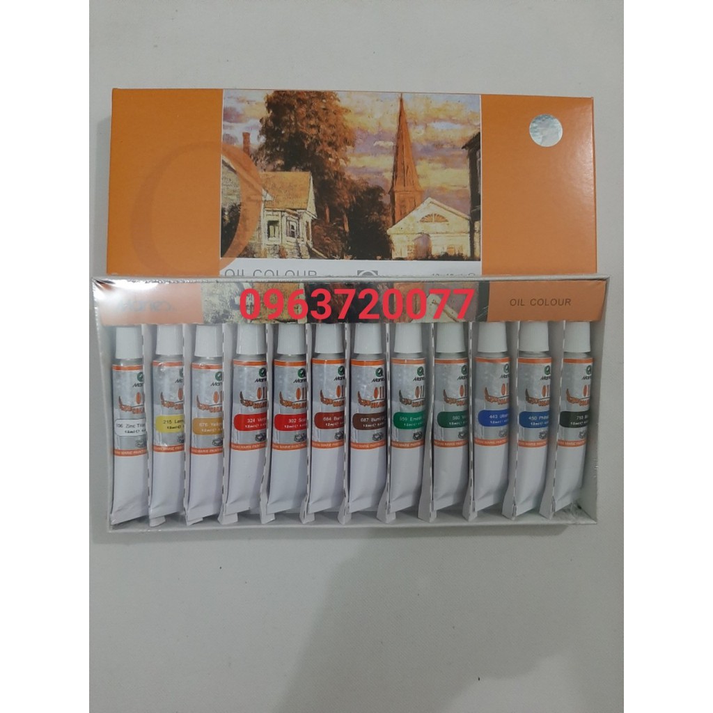 Sơn dầu Maries dang tuýp 12ml, Hộp12 Màu/Hộp 18 Màu