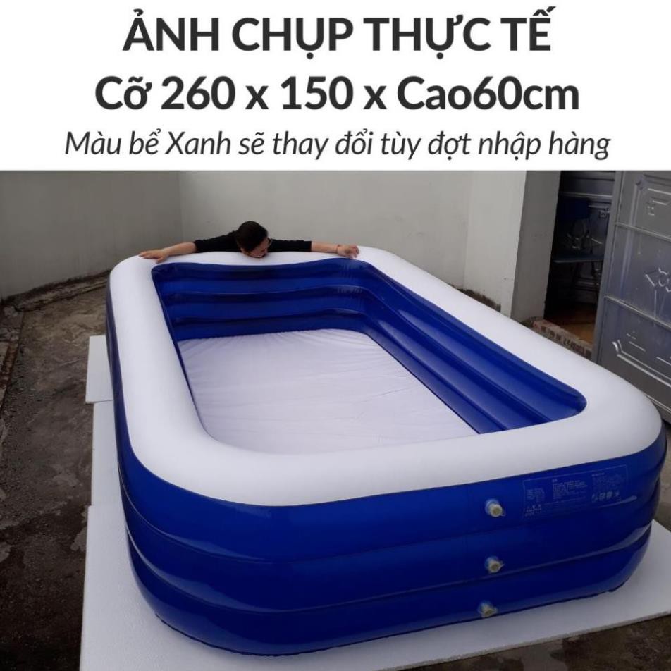 Bể bơi phao cỡ Lớn 260x150xCao60cm Chọn mua kèm Bơm điện hồ thành cao 3 tầng cho trẻ em bé