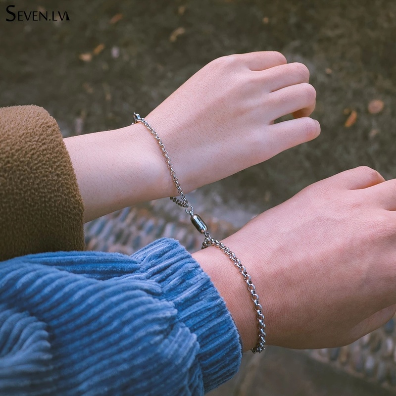 Set 2 Vòng Tay Cặp Đôi Bằng Thép Không Gỉ Thời Trang