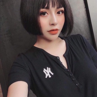 Áo ny cổ v cúc - tl/bn