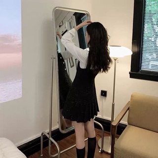 (Kèm ảnh thật cuối) Set váy dạ cổ điển kiểu Pháp sơ mi nơ
