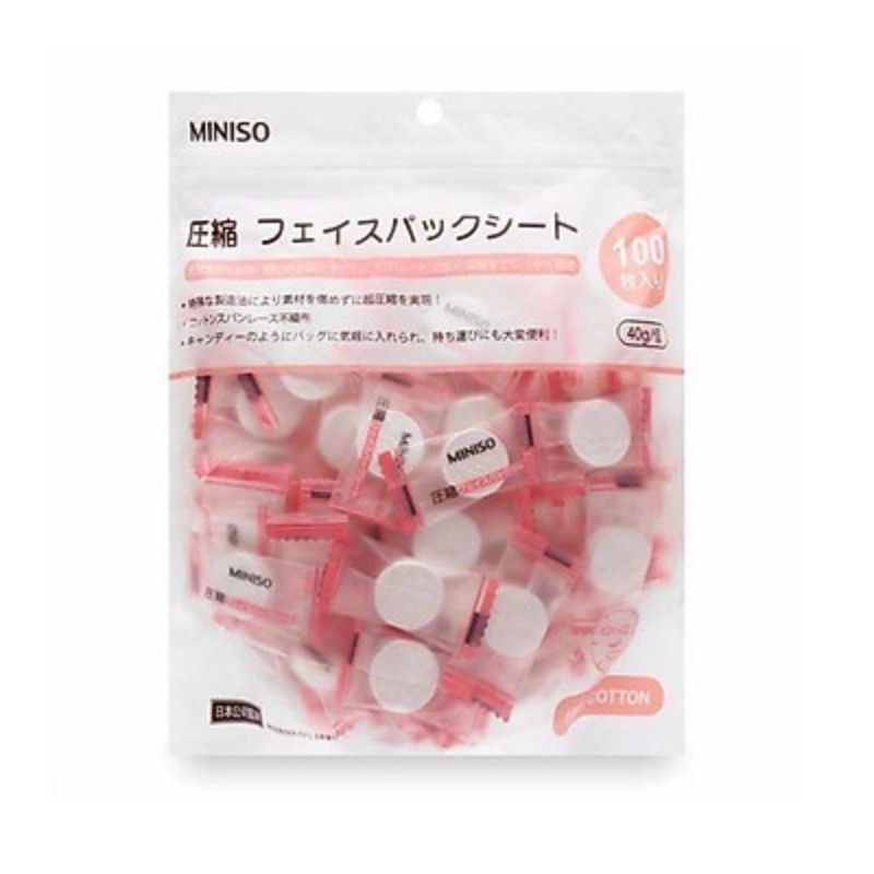 ( túi 100 viên ) MẶT NẠ GIẤY NÉN MINISO NHẬT BẢN