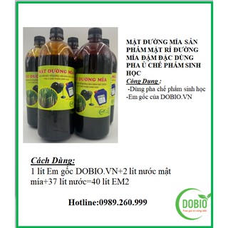 Mật rỉ đường chai 1 lít nguyên chất ủ chế phẩm sinh học EM gốc DOBIO, mật mía nguyên chất DOPA