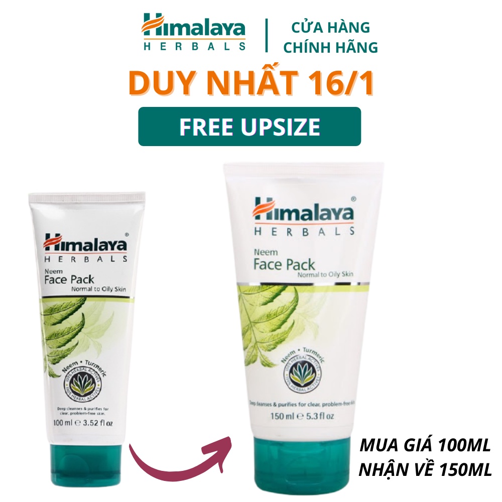 Mặt nạ đất sét lá neem loại bỏ mụn, bã nhờn và mờ thâm Himalaya Neem Face Pack 100ml