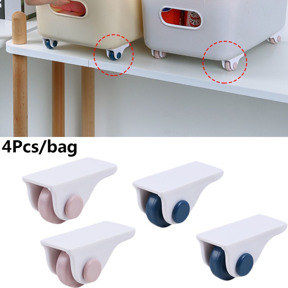 Bộ 4 bánh xe thu nhỏ cứng tự dính không trầy xước dùng để gắn dưới thùng tủ hỗ trợ di chuyển đồ vật