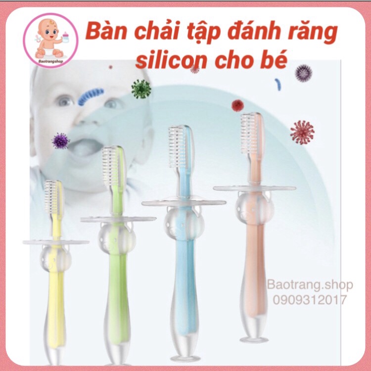 Bàn chải tập đánh răng silicon an toàn cho bé