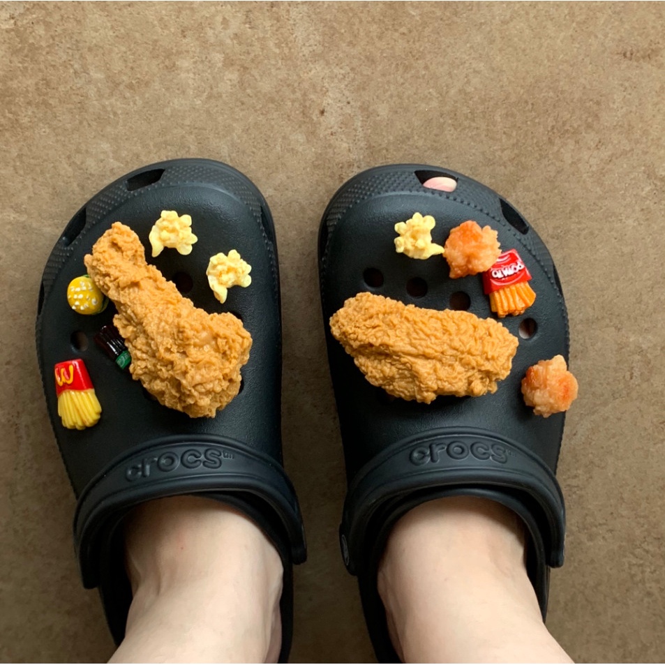 Bộ Phụ Kiện Ghim Trang Trí Giày Dép Hình Cánh Gà Rán Khoai Tây Hoạt Hình Cho Trẻ Em