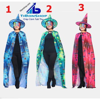 Trang Phục hóa Trang halloween-SET phù thủy áo choàng ,nón và mặt nạ