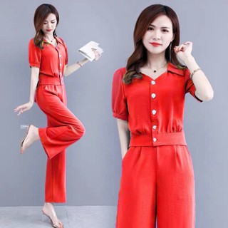 (THỜI TRANG CÔNG SỞ) Set bộ đũi áo sơ mi mĩ quần ống sớ mát mẻ, thoải mái