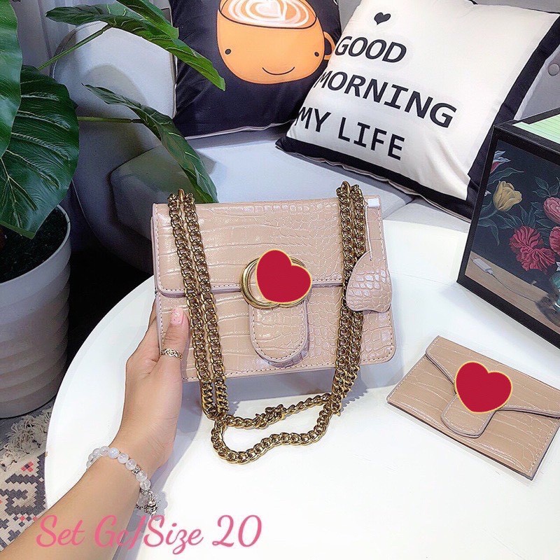 Bộ túi ví đeo chéo cầm tay da cá sấu HT39 | BigBuy360 - bigbuy360.vn