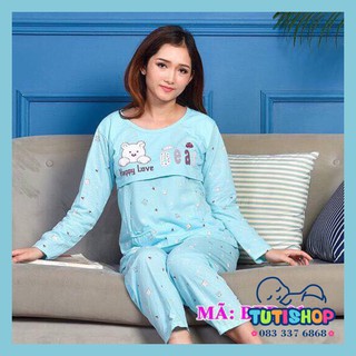 BỘ ĐỒ DÀI TAY COTTON MỞ NẮP CHO BÉ BÚ