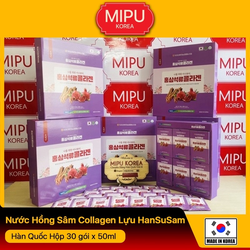 Nước Hồng Sâm Collagen Lựu Hàn Quốc Hộp 30 gói x 50ml