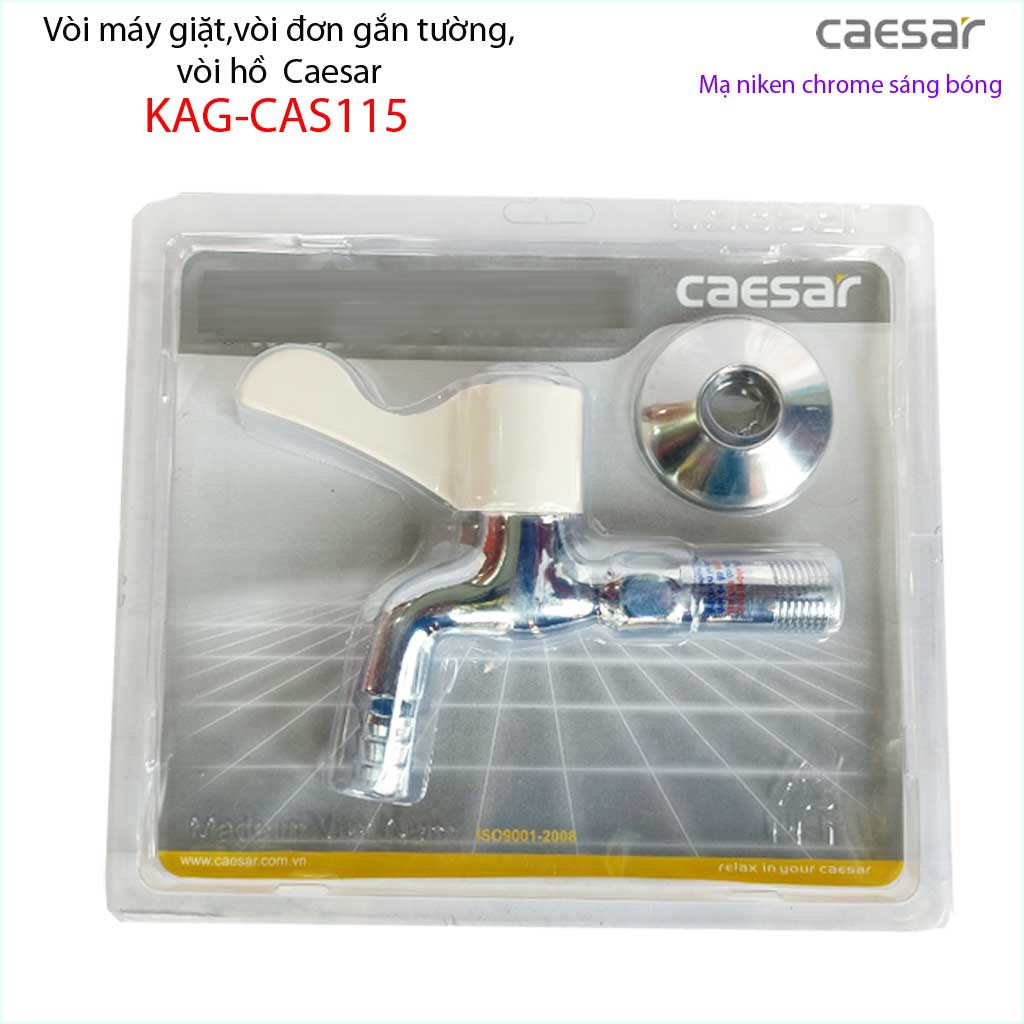 Vòi lạnh gắn tường Caesar KAG-CAS115 có mỏ, vòi xả nước máy giặt tay gạt xả nước mạnh sử dụng tốt siêu bền