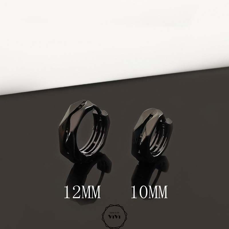 Bông tai bạc nam kiểu tròn Poslit 10mm và 12mm – khuyên tai bạc ViVi_Gift