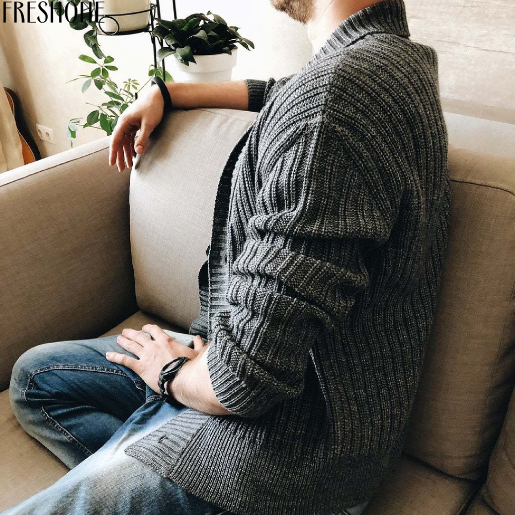 Áo Khoác Sweater Dệt Kim Giữ Ấm Màu Sắc Đơn Giản 6 Màu Lựa Chọn Cho Nam Giới