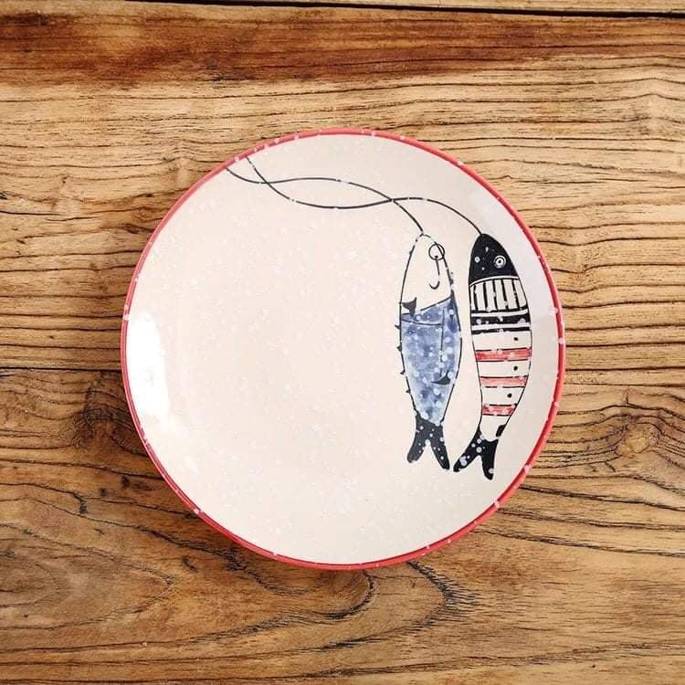 Bộ bát đĩa gốm sứ cao cấp  lẻ Cá đôi phong cách nhật bản