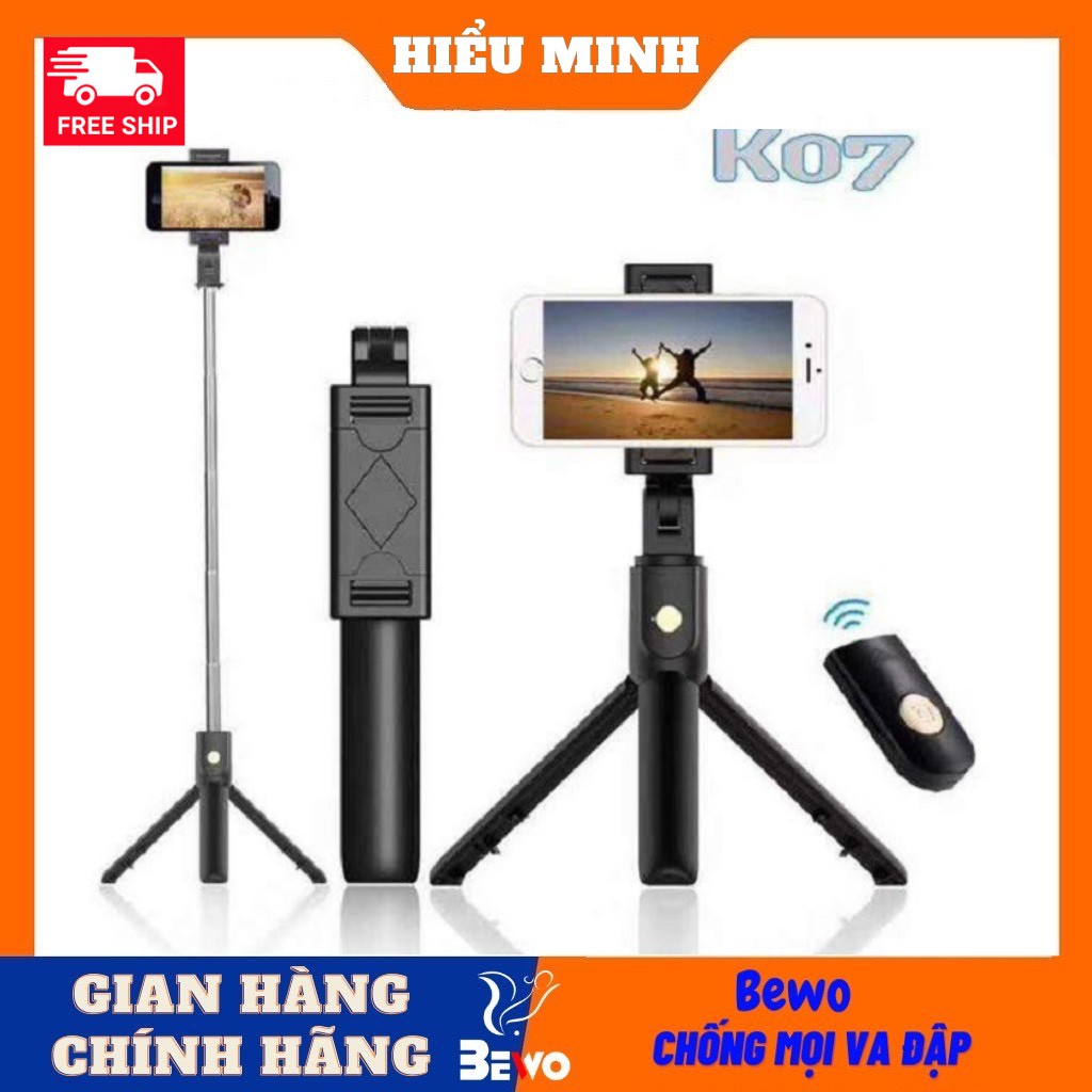 Gậy chụp hình ảnh K07 Tripod 3 chân đa năng, kèm điểu khiển bluetooth | BigBuy360 - bigbuy360.vn