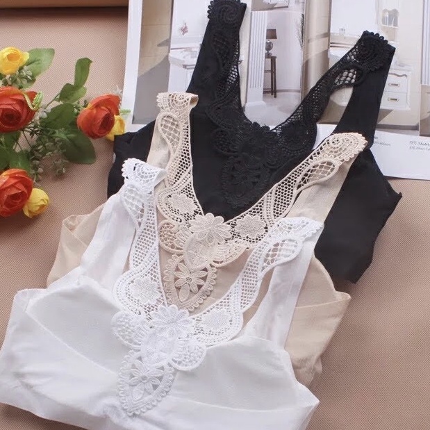 Áo Bra Nữ Áo Lót Nữ Ren Lưng Thêu Hoa Gợi Cảm Sexy RT001 Kèm Mút Ngực Mỏng Nhẹ