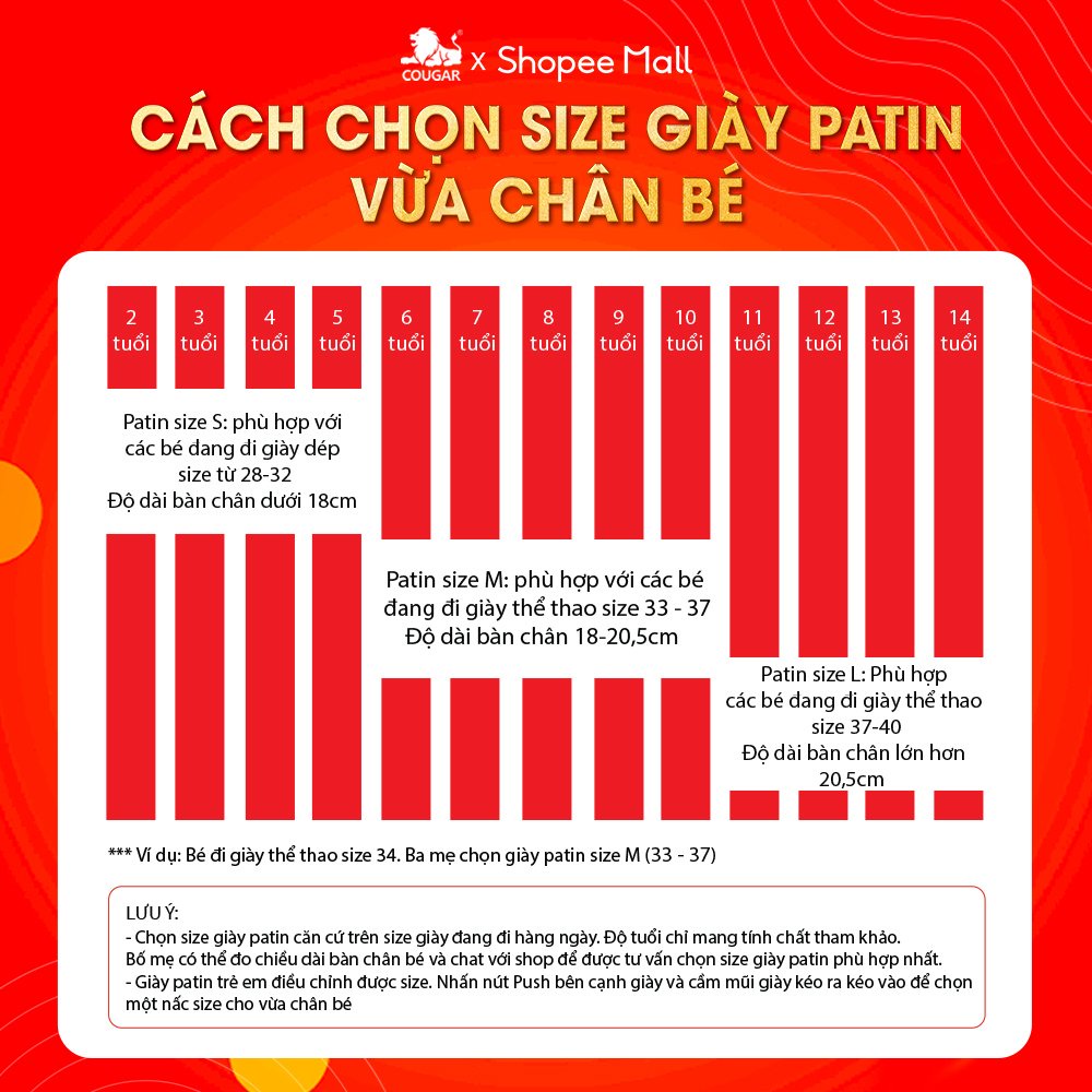 Giày Patin Trẻ Em [Cougar - Dolphin] - Có Bánh Phát Sáng, Form Siêu Chắc Chắn