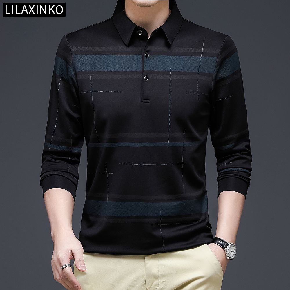 Áo Thun Polo Tay Dài Kẻ Sọc 3 Màu Thời Trang Dành Cho Nam