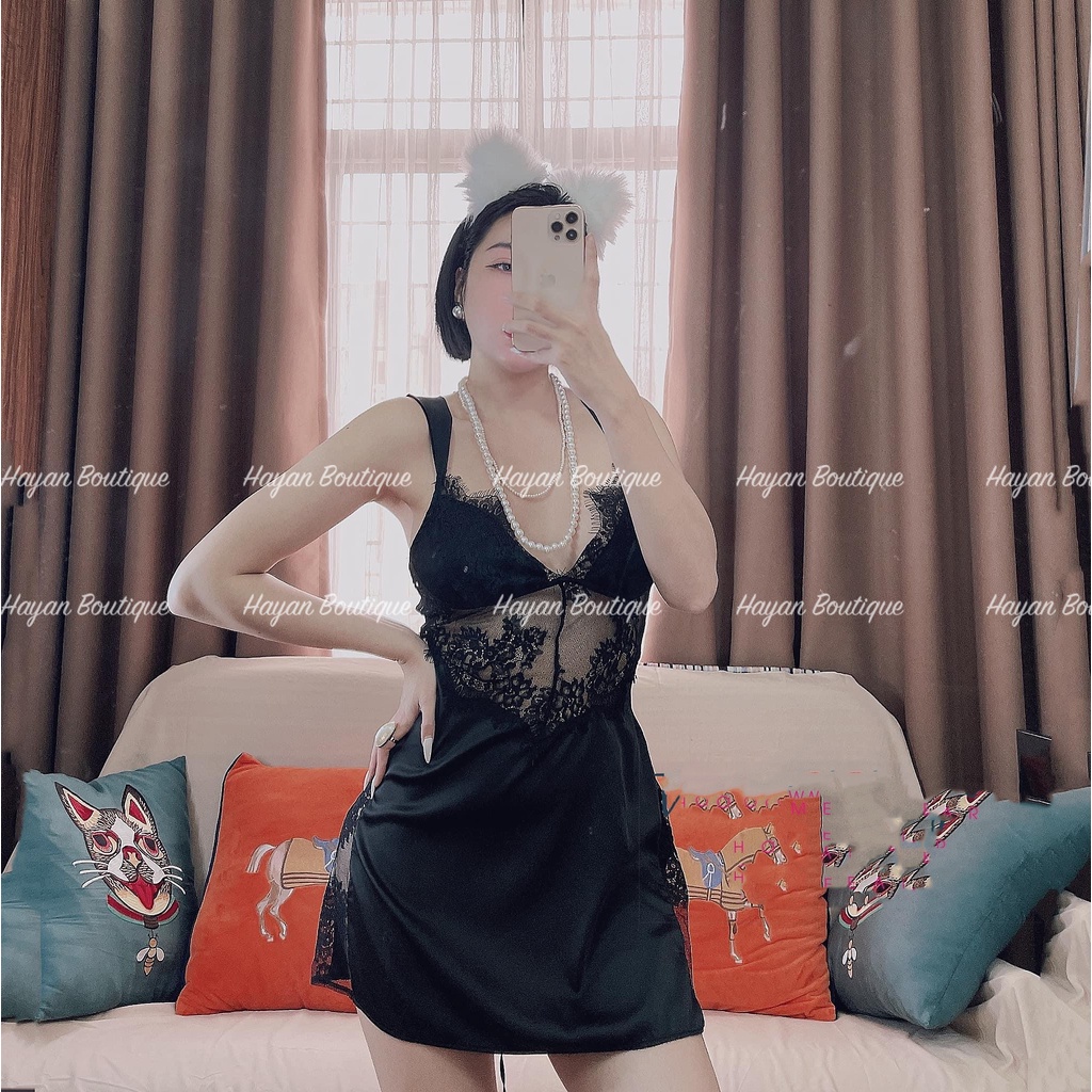 HT31 Váy ngủ sexy phối ren sang chảnh tặng CHÍP, đầm ngủ mặc nhà quyến rũ HT31