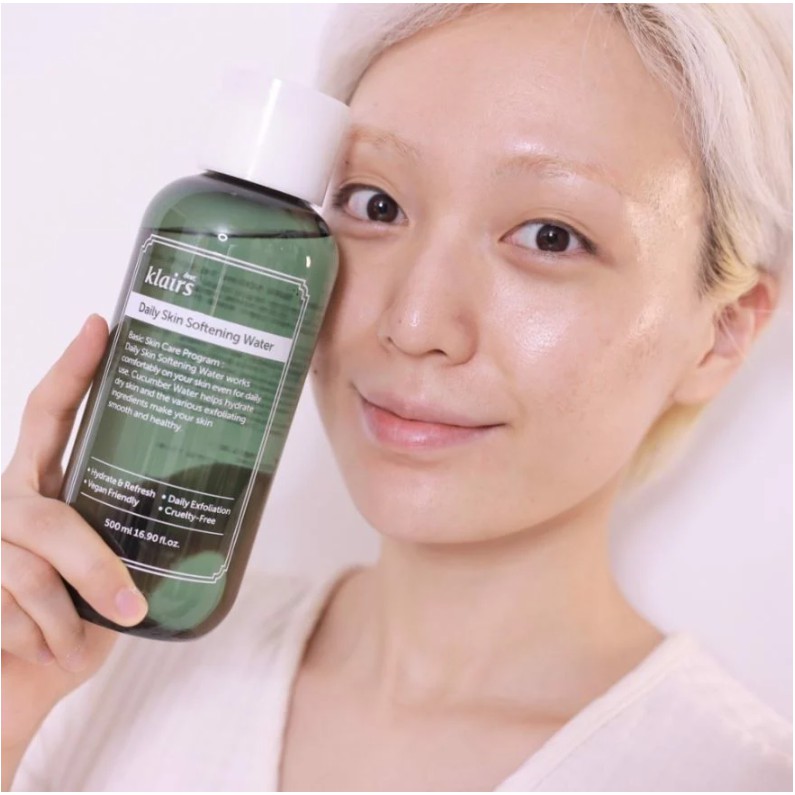 Nước Hoa Hồng Tẩy Tế Bào Chết Dịu Nhẹ Klairs Daily Skin Softening Water Toner 500 ml