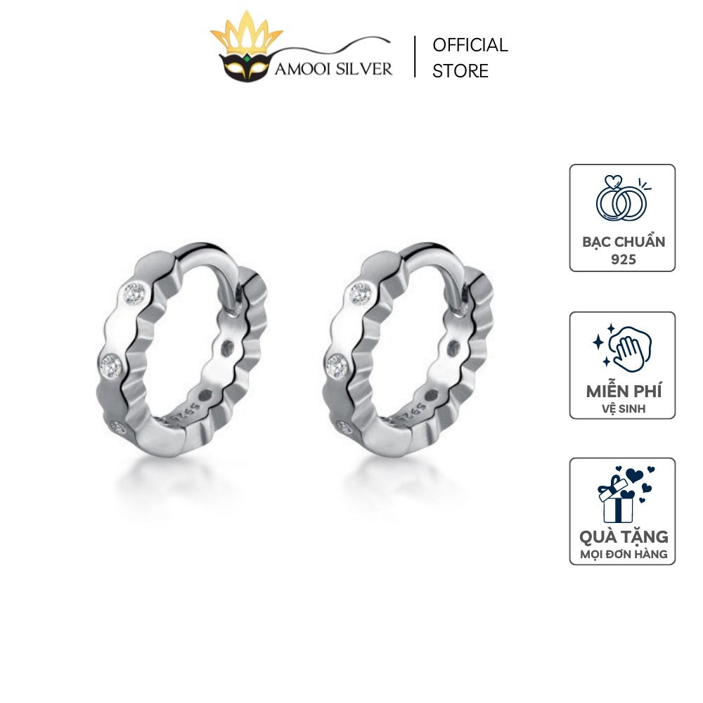 Bông Tai Bạc S925 Khoen Tròn Mẫu Basic Đường Kính 7mm - Amooi Silver AB115