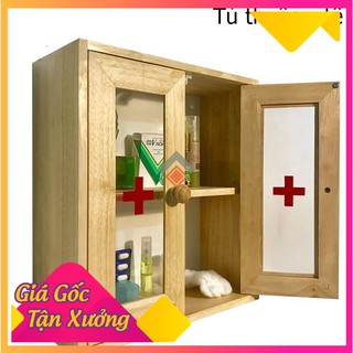 Tủ đựng y tế 2 cánh gỗ đức thành – tủ y tế cửa mica gỗ đức thành mã 40241