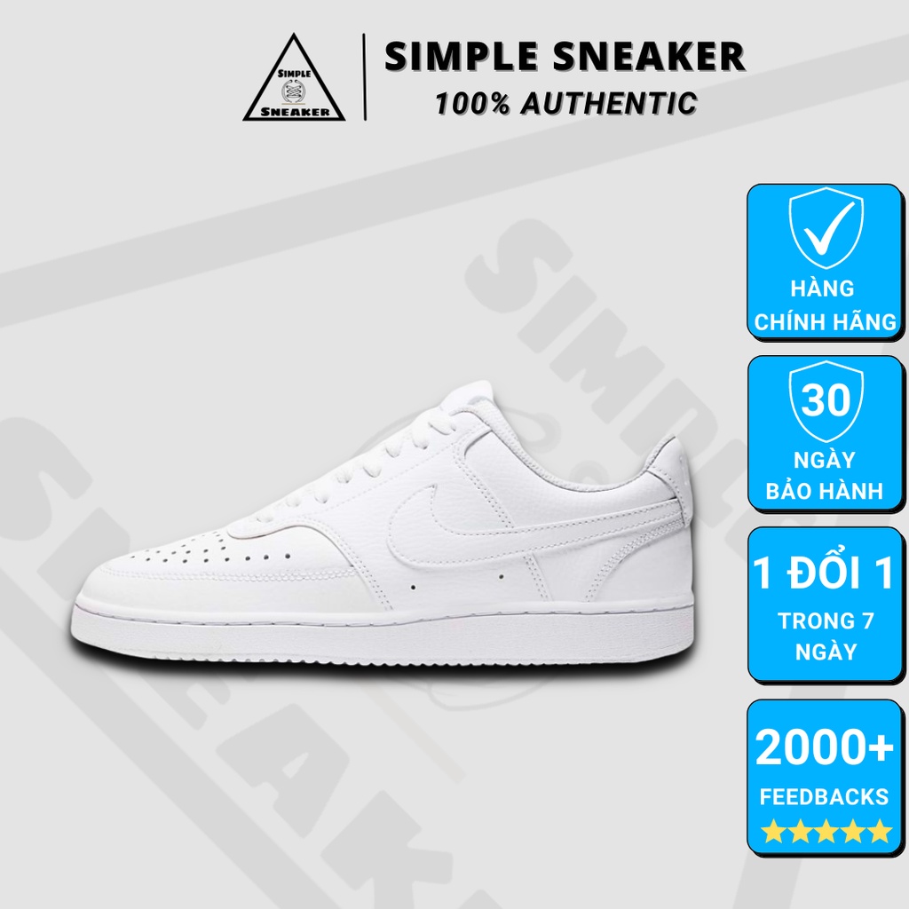 Giày Nữ Nike Court Vision Chính Hãng FREESHIP Nike Court Vision All White - Giày Sneaker Da Màu Trắng - Simple Sneaker