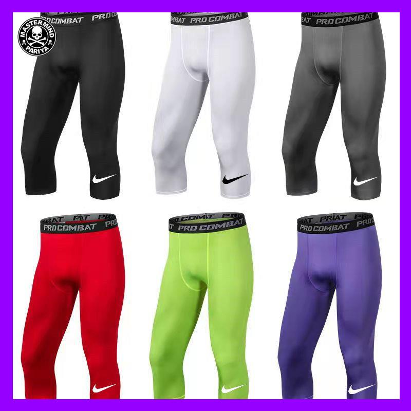 quần giư nhiet nam quần giữ nhiệt Tights Tights Đàn ông Chạy thử Thiết bị thể thao Bảy điểm Đào tạo chặt chẽ Đạn cao