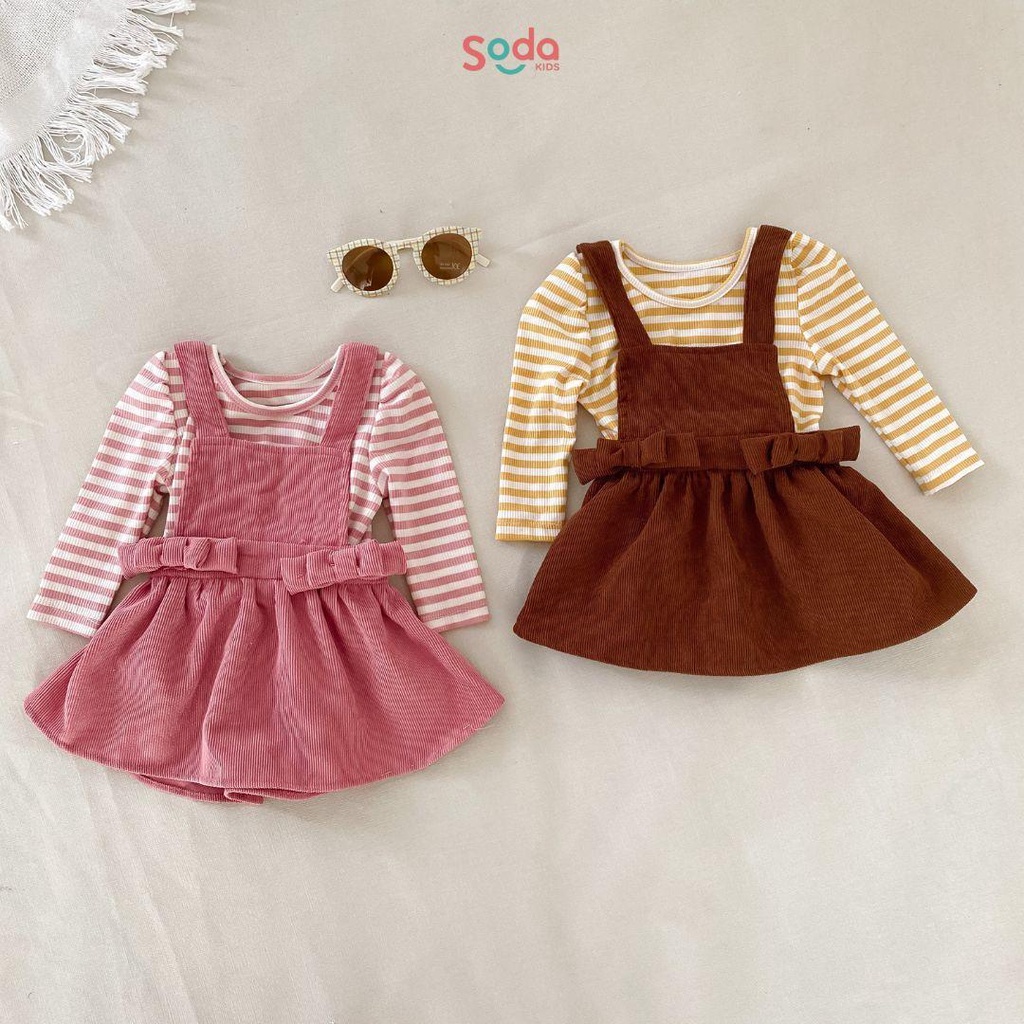 Áo thun bé gái LINE SHIRT SODA KIDS thiết kế tay bồng tiểu thư, chất liệu thun tăm co giãn
