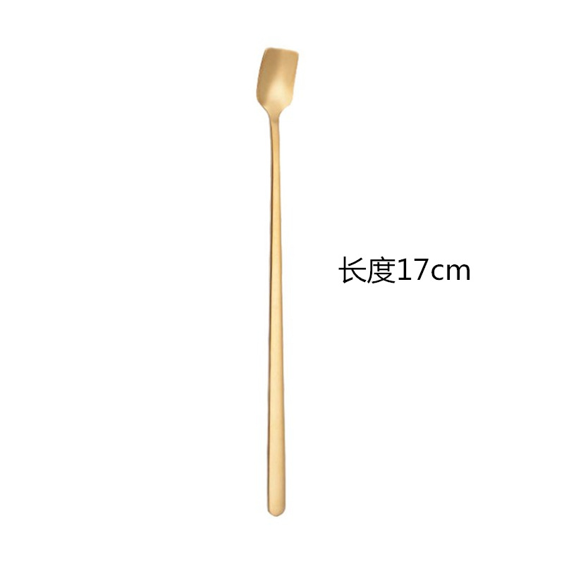 Long-handled stainless steel coffee spoons ice cream spoons square-headed ice spoons.