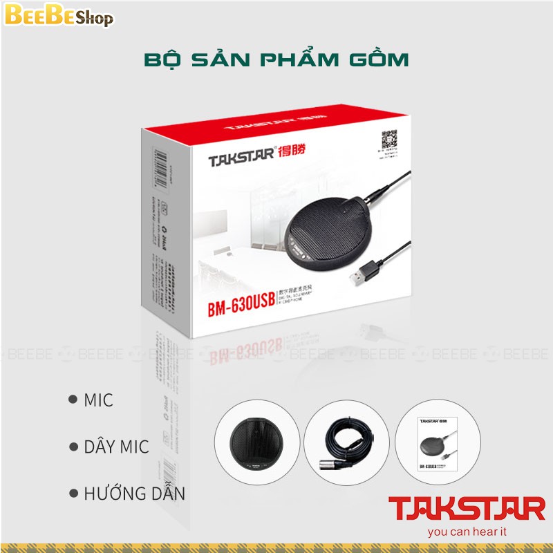 Takstar BM-630USB | Mic Họp Trực Tuyến, Kết Nối Usb, Đa Hướng Thu