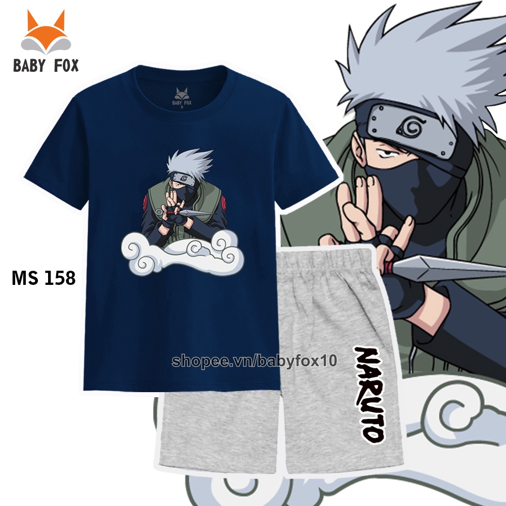 Bộ thun bé trai 100% cotton loại tốt, thương hiệu BABY FOX, hình Naruto, size nhí trung, đại l
