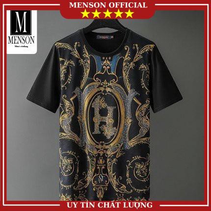 Áo Phông Nam Siêu Cấp Phong Cách Trẻ Trung Sang Trọng - Áo Thun Nam Lụa Chất Mát In Hình Đính Đá Cao Cấp MENSON