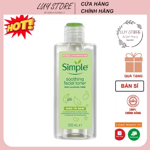 Toner Simple cho da nhạy cảm - Nước Hoa Hồng Simple - Toner Simple Kind To Skin Soothing Facial 200ml