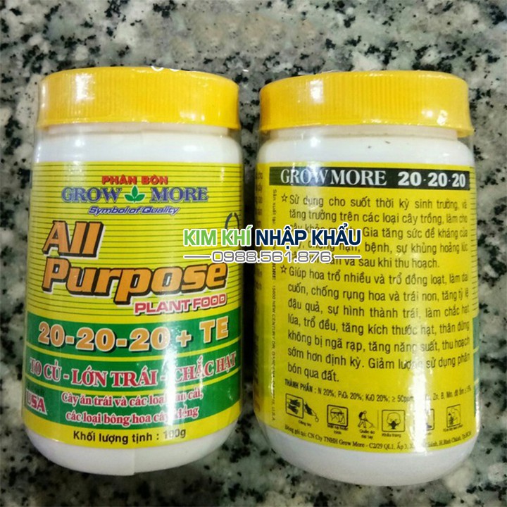 Phân bón lá cao cấp All Purpose  20-20-20+ TE 100g - T17